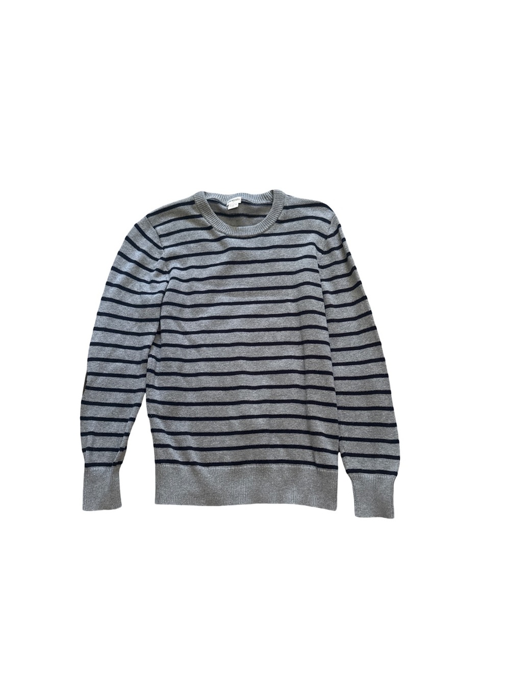 Crewcuts Boy’s Gray Crewneck Sweater with Navy Stripes